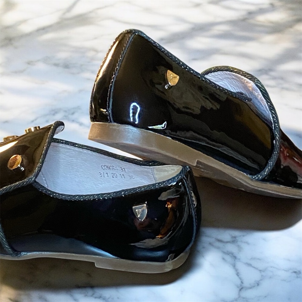 Venettini black patent leather loafers size 13 metallic studs dress shoe - Picture 4 of 7
